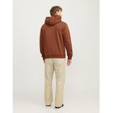 JACK & JONES Bradley sweat hood regular fit, heren hoodie katoenmengsel met capuchon, cognac bruin