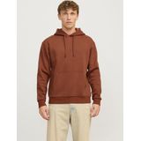 JACK & JONES Bradley sweat hood regular fit, heren hoodie katoenmengsel met capuchon, cognac bruin