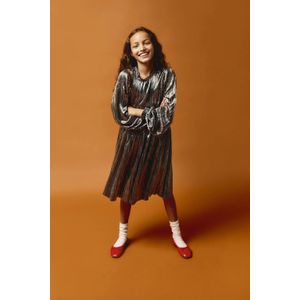 NAME IT Nkfritallica Ls Dress Pb jurk voor meisjes, Zilverkleurig., 128