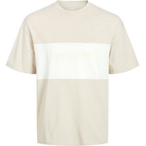 JACK & JONES Herren Rundhals-Shirt Baumwoll-Shirt T-Shirt Kurzarm-Shirt 12258883 Beige