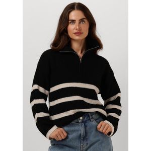 Selected Femme - Slfmaline LS Knit Half ZIP - Trui - Zwart - Merinowol