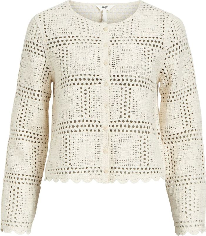 OBJECT - Gebreid Vest - Ecru - Losse Pasvorm - Lange Mouw