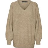 Vero Moda - Vmleaf Ls Long v-Neck Pullover - Dames - Gebreide Truien