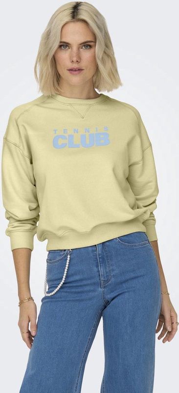 ONLY Sweater ONLDIANA met Tekst Geel/ Licht Blauw