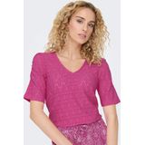 Only T-shirt Onlrosa S s V-neck Puff Top Jrs 15320640 Raspberry Rose Dames