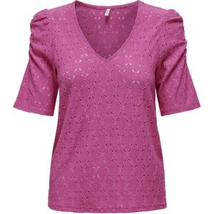 Only T-shirt Onlrosa S s V-neck Puff Top Jrs 15320640 Raspberry Rose Dames