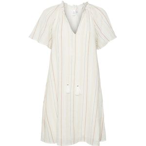 VERO MODA - Gestreepte Jurk - Wit - Viscose - Wijd Uitlopend
