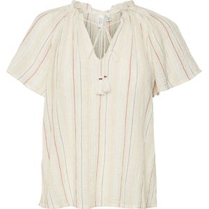 VERO MODA - Gestreepte Blouse - Wit - Viscose - Korte Mouwen