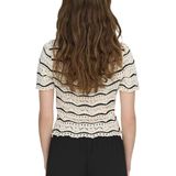 ONLY Gestreepte Gebreide Top ONLANNASOFIA met Ingebreid Patroon Creme/ Zwart