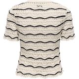 ONLY Gestreepte Gebreide Top ONLANNASOFIA met Ingebreid Patroon Creme/ Zwart