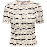 ONLY Gestreepte Gebreide Top ONLANNASOFIA met Ingebreid Patroon Creme/ Zwart