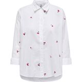 Only Ls Emb Shirt Noos - Stralend Wit - Laag Model - Lange Mouwen