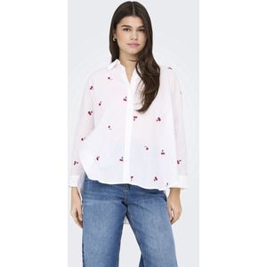 Only Ls Emb Shirt Noos - Stralend Wit - Laag Model - Lange Mouwen