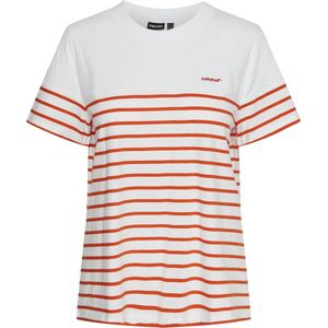 PIECES - Gestreept T-shirt - Wit/Rood - Katoen