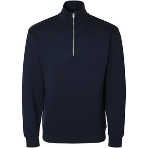 SELECTED HOMME - SLHEMANUEL SOFT ZIP HIGH NECK SWEAT - Kleur Sky captain - Materiaal Onbekend