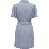 Blousejurk - Denim - Boven-dijlengte - Korte Mouwen - V-hals