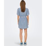 Blousejurk - Denim - Boven-dijlengte - Korte Mouwen - V-hals