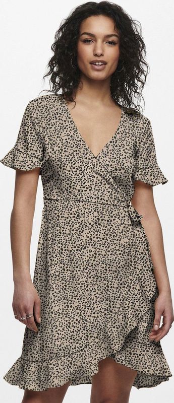 ONLY Onlolivia S/S Wvn Noos wikkeljurk voor dames, Bruin
