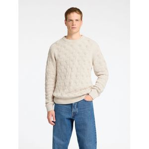 SELECTED HOMME Slhcallis Ls Knit Cable Crew Neck Noos gebreide herentrui (1 stuk), Crème