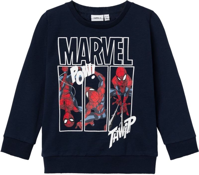 Spiderman - Sweatshirt - Zwart - Geborstelde Sweatstof - Ronde Hals, Lange Mouwen