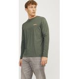 Jack Jones T-shirt Jjalvis Tee Ls Crew Neck 12259735 Kombu Green melange Mannen