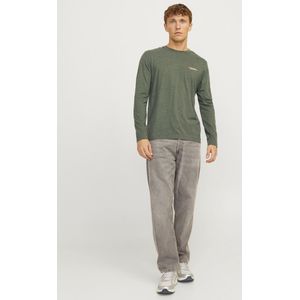 Jack Jones T-shirt Jjalvis Tee Ls Crew Neck 12259735 Kombu Green melange Mannen