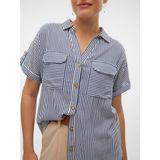 VERO MODA Vmbumpy S/S T-shirt Wvn Ga Noos Damesblouse, Blauw