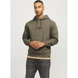 Jack & Jones - JJRDDBENJAMIN - Sweatshirt - Olijfgroen - Capuchon met Trekkoord