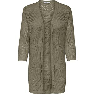 JDY - Gehaakte Cardigan - Kaki - 3/4-mouwen