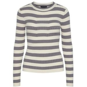 PIECES Dames Pccrista Ls O-Neck Knit Noos Bc Pullover, December Sky/Stripes: brede Birch Stripes, M