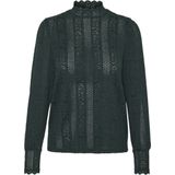 Blouse - Hoge Hals - Lange Mouwen - Kanten Detail - Regular Fit