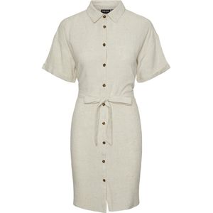 PIECES Dames Pcvinsty Ss Linnen Shirt Dress Noos, havermout, L