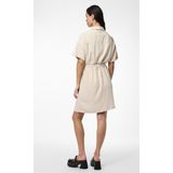 Pcvinsty - Blousejurk - Linnenmix - Knoopsluiting - Strikceintuur - Mini Lengte