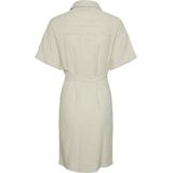 Pcvinsty - Blousejurk - Linnenmix - Knoopsluiting - Strikceintuur - Mini Lengte