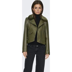 Tussenjas - ONLVILHELMA - Imitatieleder - Bikerjack - Effen - Slanke Pasvorm
