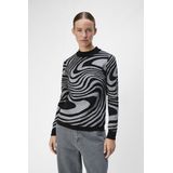 Object Trui Objray Knit Pullover Aop Noos 23040958 Black/medium Gre Dames