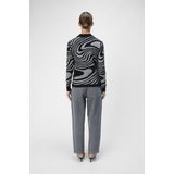 Object Trui Objray Knit Pullover Aop Noos 23040958 Black/medium Gre Dames