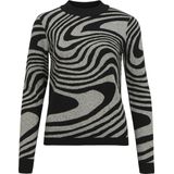 Object Trui Objray Knit Pullover Aop Noos 23040958 Black/medium Gre Dames