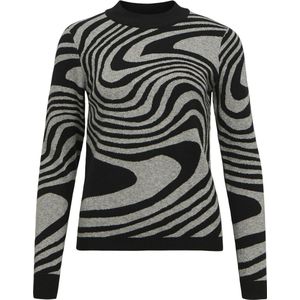 Object Trui Objray Knit Pullover Aop Noos 23040958 Black/medium Gre Dames