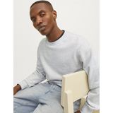 Hoodie - White Melange - Met Ribboorden - Ronde Hals - Lange Mouwen