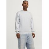 Hoodie - White Melange - Met Ribboorden - Ronde Hals - Lange Mouwen