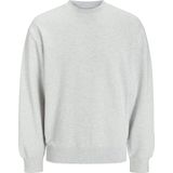 Hoodie - White Melange - Met Ribboorden - Ronde Hals - Lange Mouwen