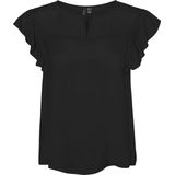 VERO MODA - Vmkatja Sl Frill WVN Top - Zwart - Dames