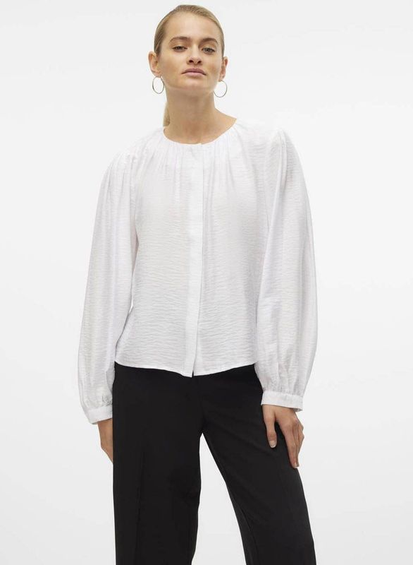 VERO MODA - Vmlady Ls O-hals - Blouse - Wit - Lange Mouwen
