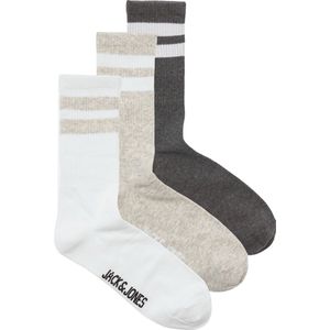 JACK & JONES Jactravis Tennis Sock 3 Pack Noos herensokken (3 stuks), Donkergrijs/beige/wit