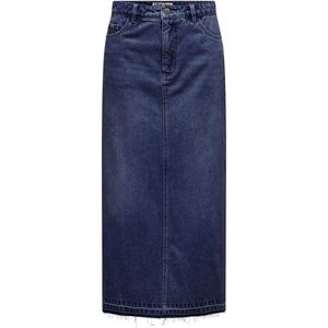 JDY - JDYBella - Rok - Donkerblauw - Denim, Gefranjerde Zoom, Split, 5-Pocket-Style