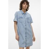 Overhemdjurk - Korte Mouwen - Acid Washed - Regular Fit - 90% Katoen, 10% Viscose