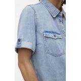 Overhemdjurk - Korte Mouwen - Acid Washed - Regular Fit - 90% Katoen, 10% Viscose