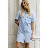 Overhemdjurk - Korte Mouwen - Acid Washed - Regular Fit - 90% Katoen, 10% Viscose