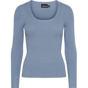 Pieces Trui Pcmira Ls U-neck Knit Noos Bc 17150974 Faded Denim Dames